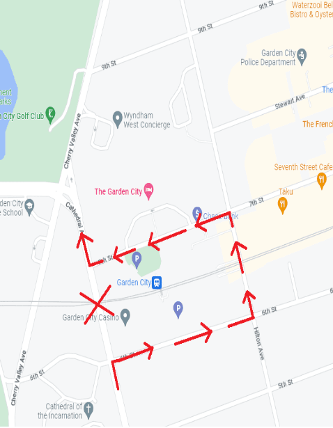Cathedral Ave detour map during grade crossing work