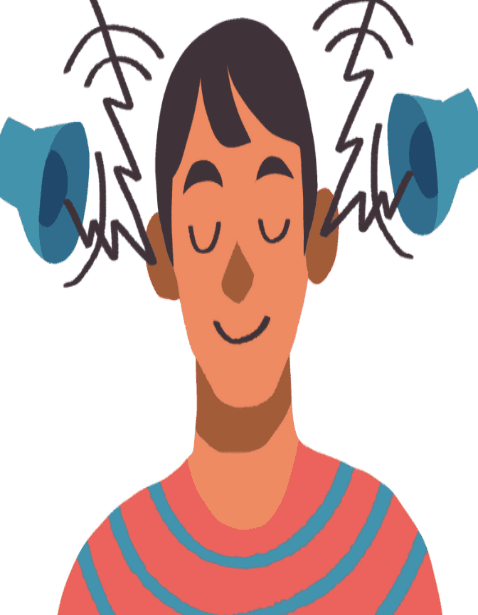 Noise pollution affecting a person's ears.