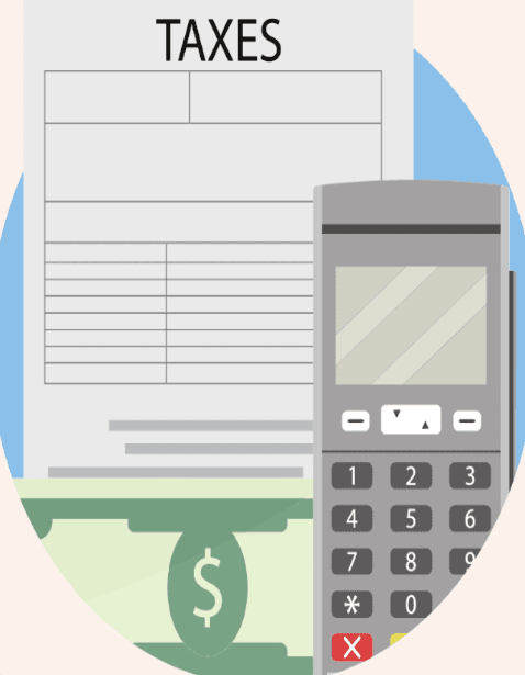 Graphic of a tax bill with a calculator