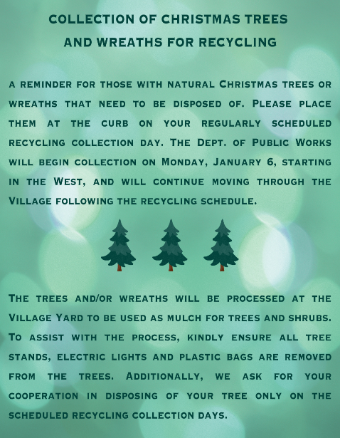 COLLECTION OF CHRISTMAS TREES AND WREATHS FOR RECYCLING FLYER