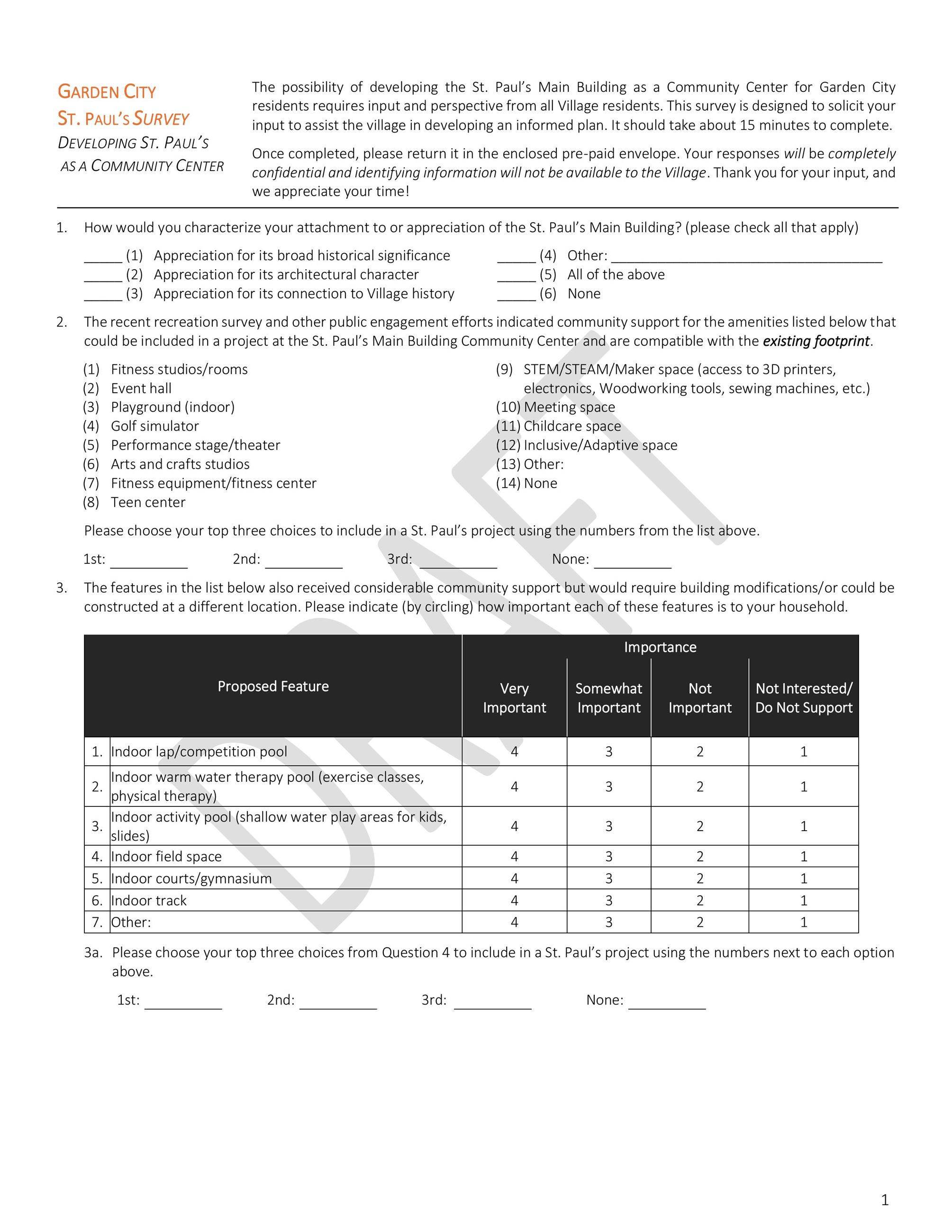 St. Paul's Survey Page 1